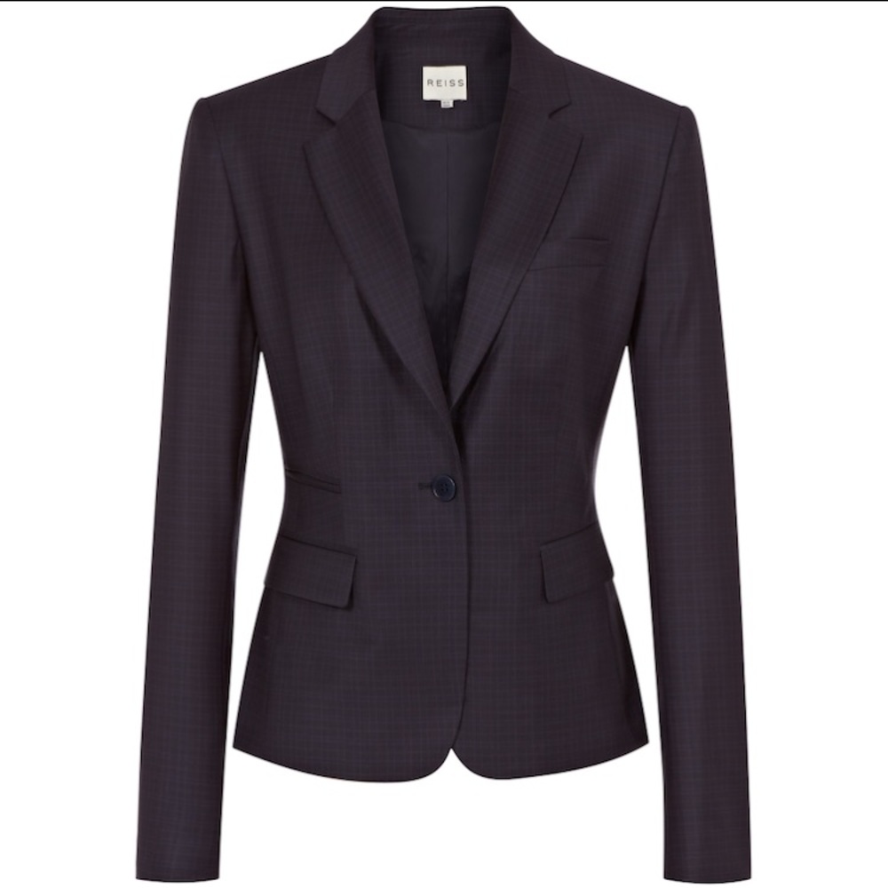 REISS RaffyJon One Check Button Wool Blazer Jacket
